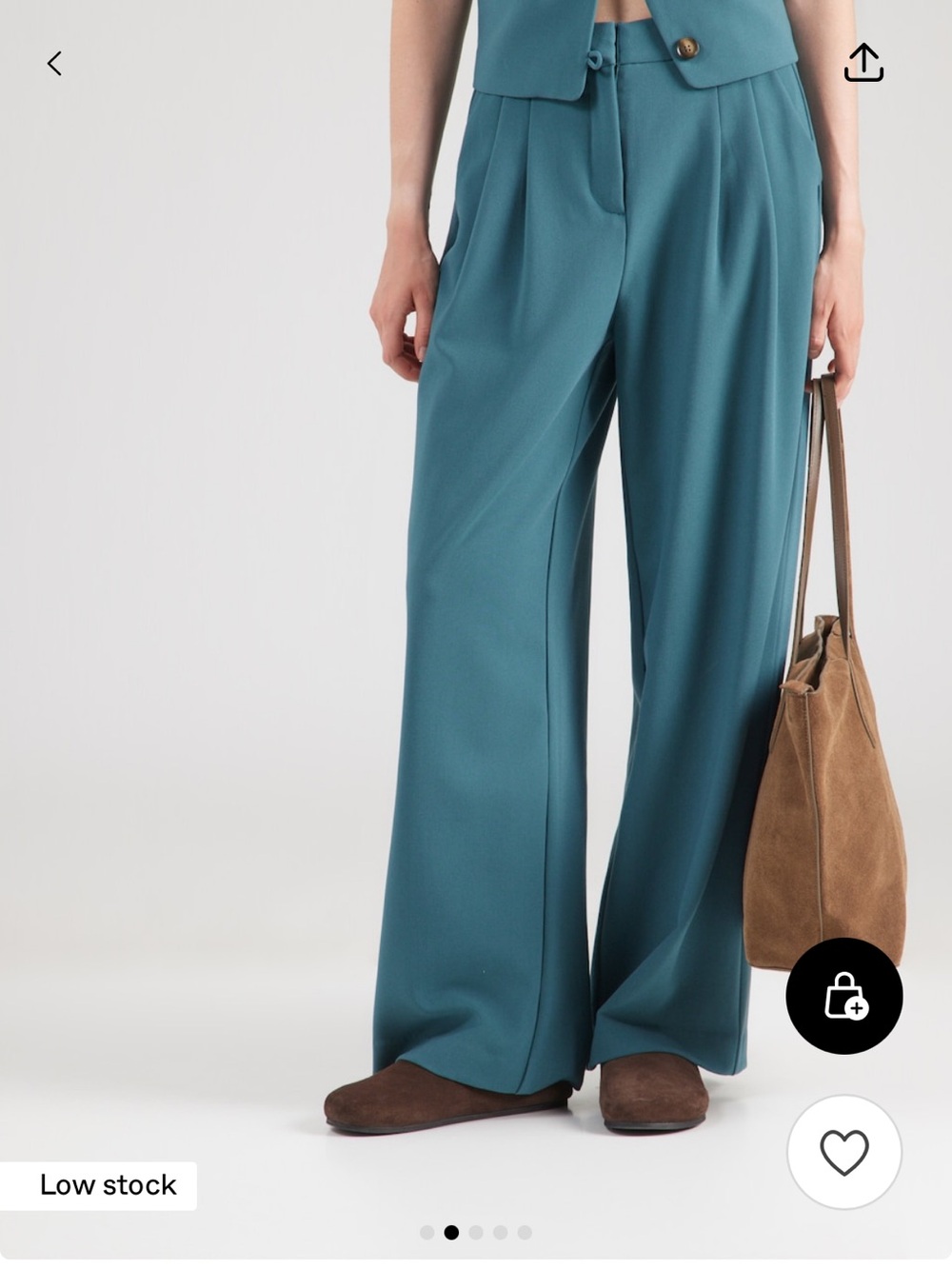 High-Waist Wide-Leg Trousers in Teal - Picture 2 of 11